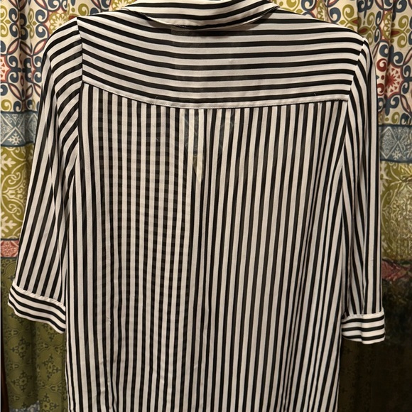 Chico's Monochrome Striped Blouse - Picture 4 of 6